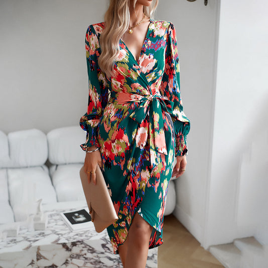 V-neck Floral Dress