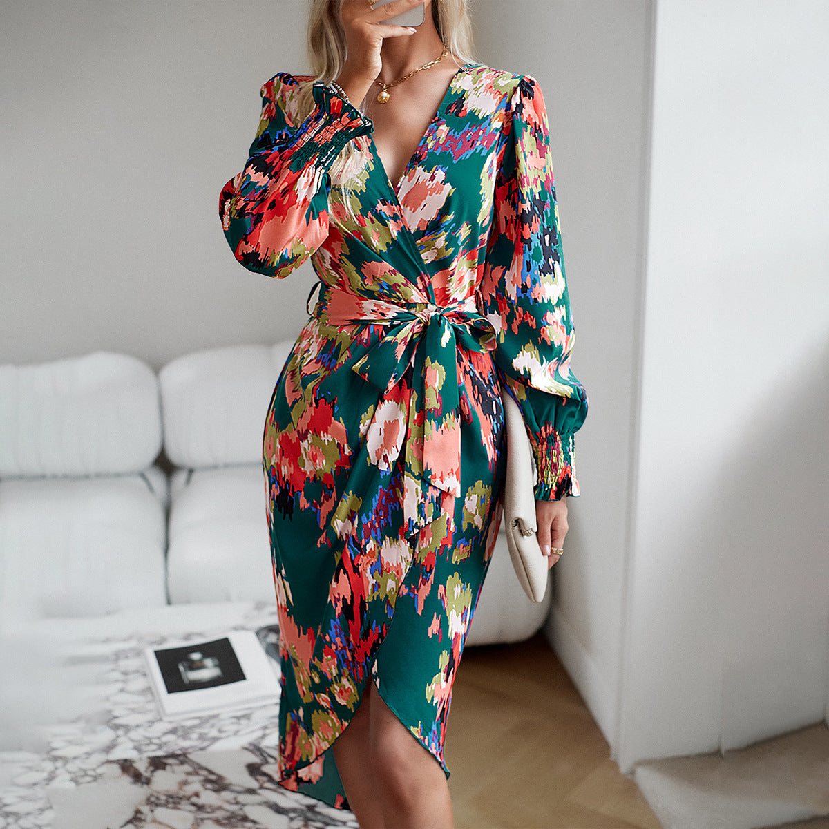 V-neck Floral Dress