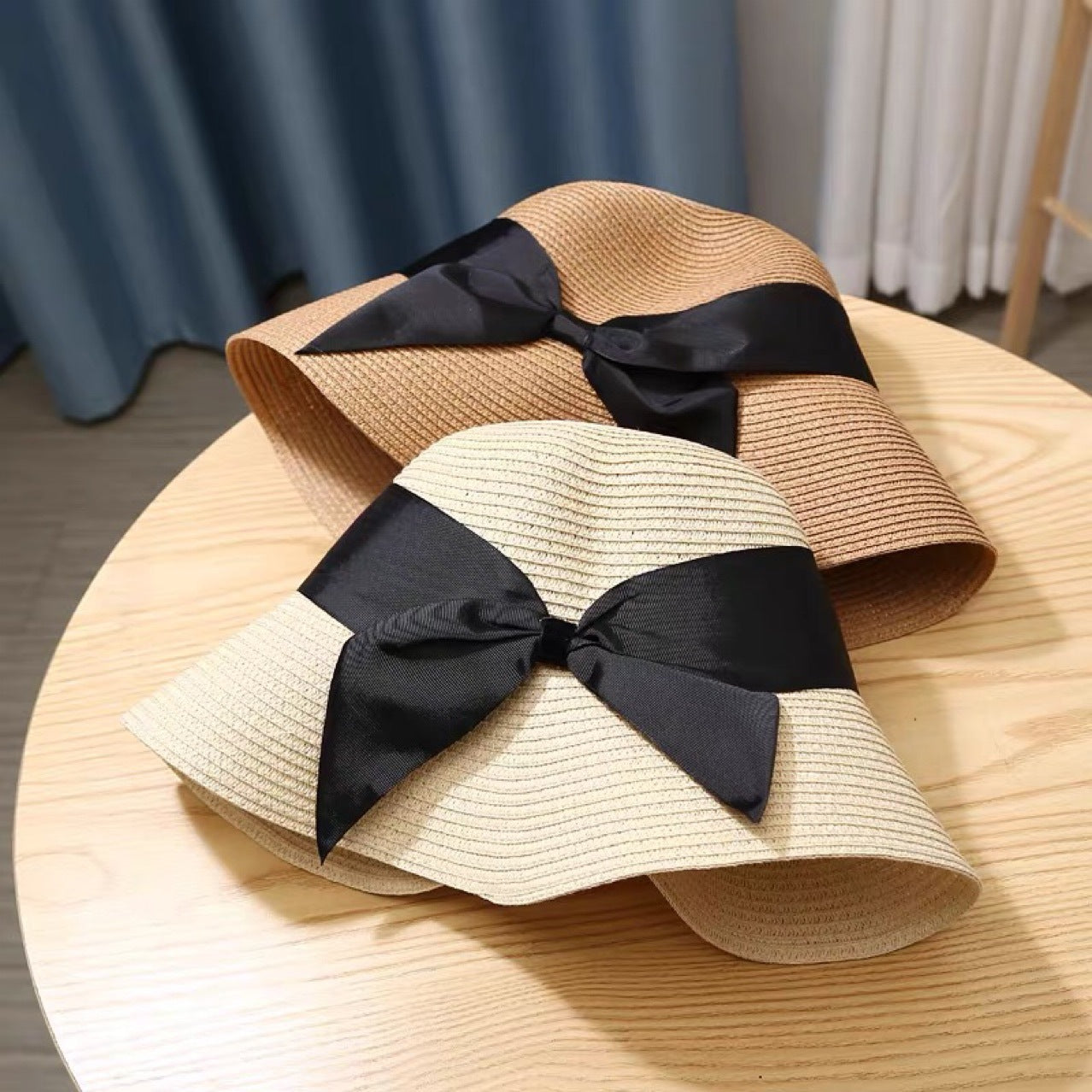 Women's Straw Hat Foldable Beach Sunshade