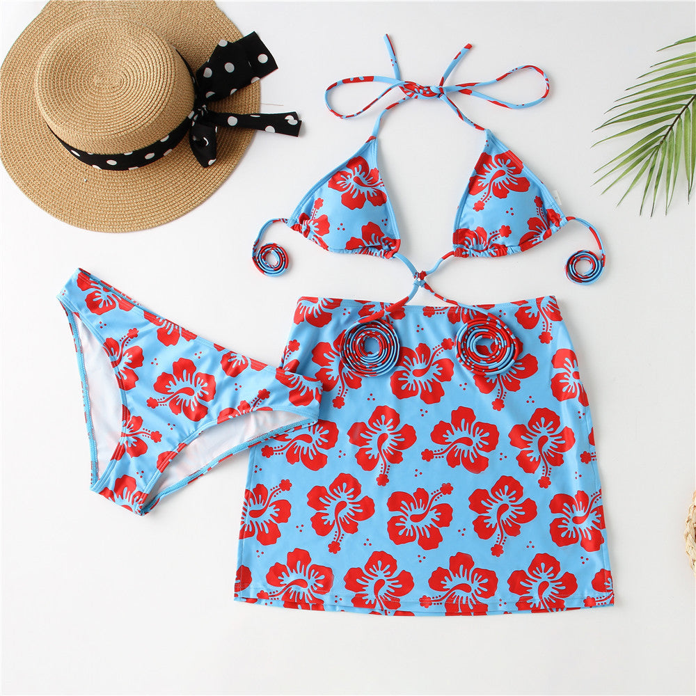 Swimsuit Print Three-piece Swimsuit Women's Split Bikini